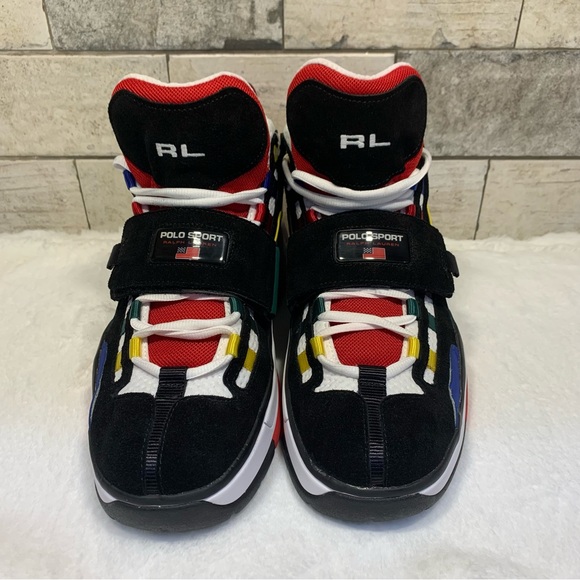 Ralph Lauren Polo Sport PS100 Mens High Top Shoes, Black Multicolor SIZE 12 - Picture 9 of 14